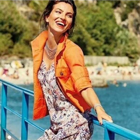 NWOT CAbi Resort Jacket Swing Style High Low Oversized in Tiger Lily Orange - Picture 4 of 14